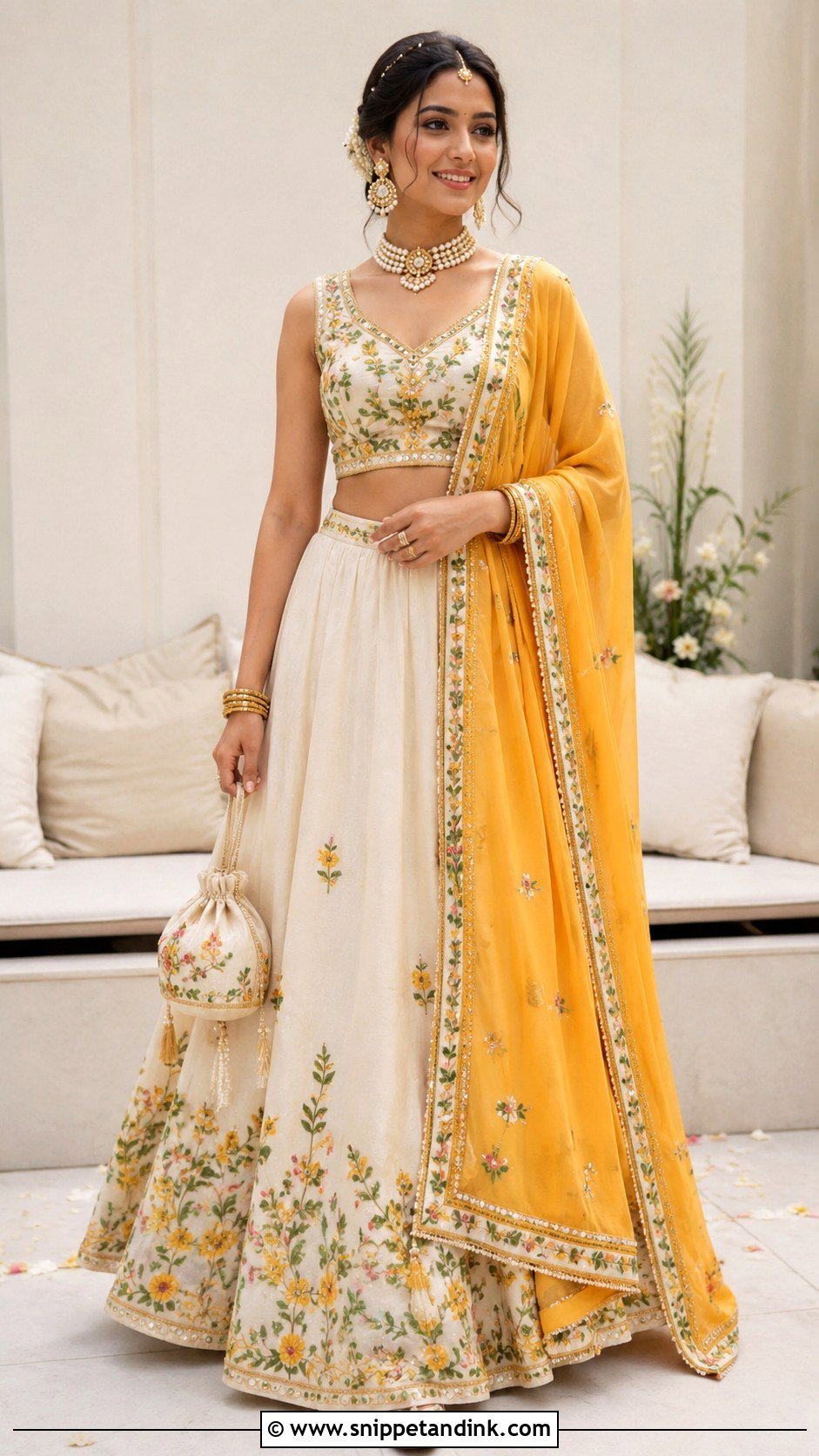 Ivory Mehndi Lehenga Outfit - Snippet and Ink - 25 Simple Mehndi Outfit Ideas