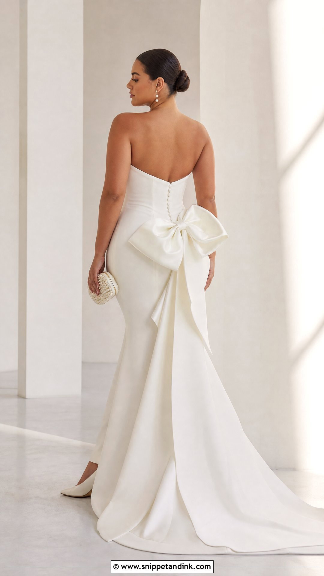 Ivory Mermaid Gown With Detachable Back Bow - Snippet and Ink - 20 Gown with Bow At the Back Ideas