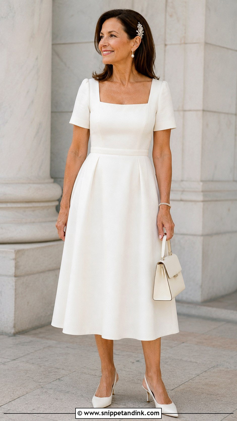 Ivory Midi Wedding Dress - Snippet and Ink - 20 Older Bride Wedding Dress Ideas