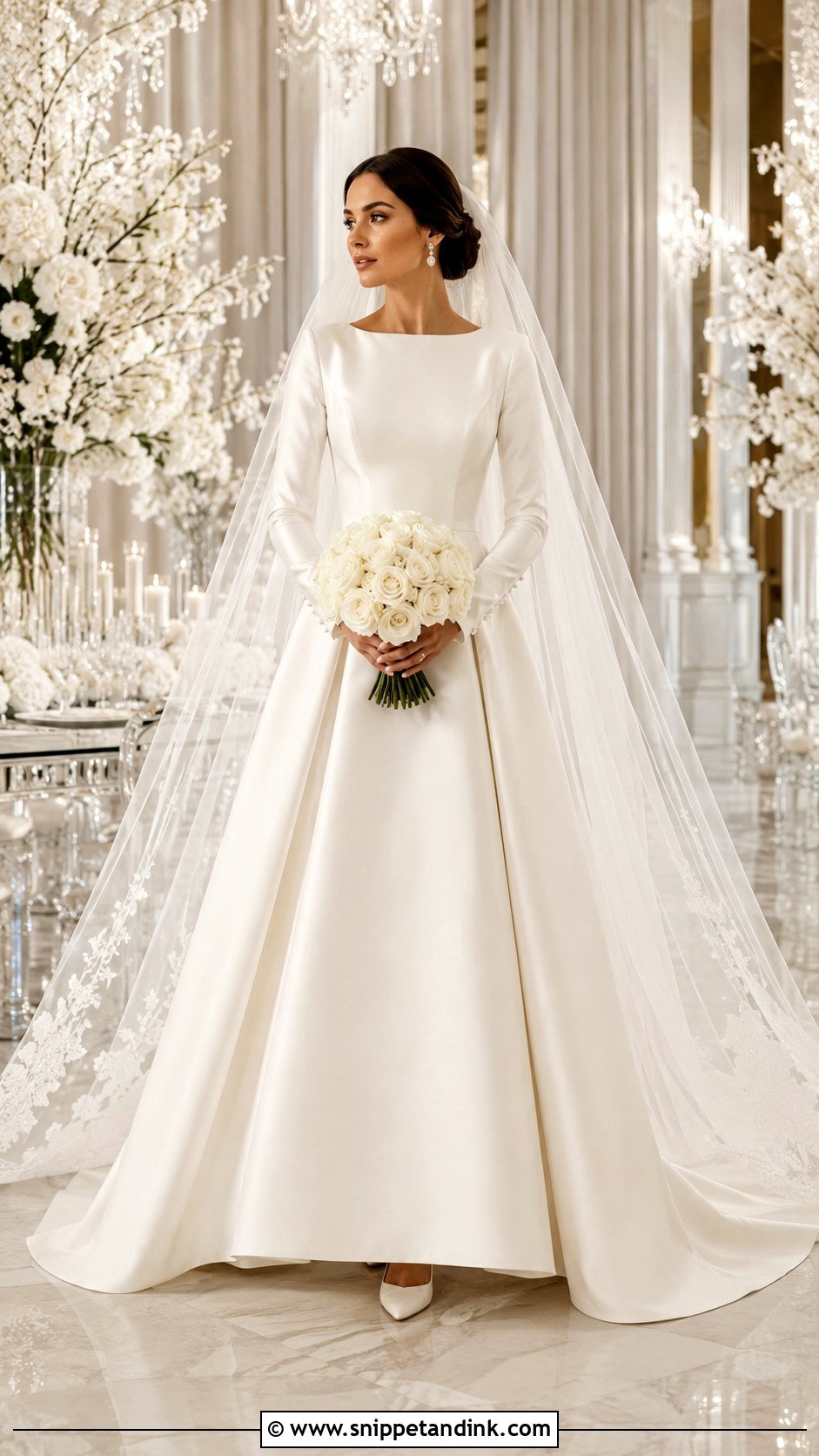 Ivory Mikado Wedding Dress With Full Length Sleeves - Snippet and Ink - 20 Ivory Wedding Dress with Sleeves