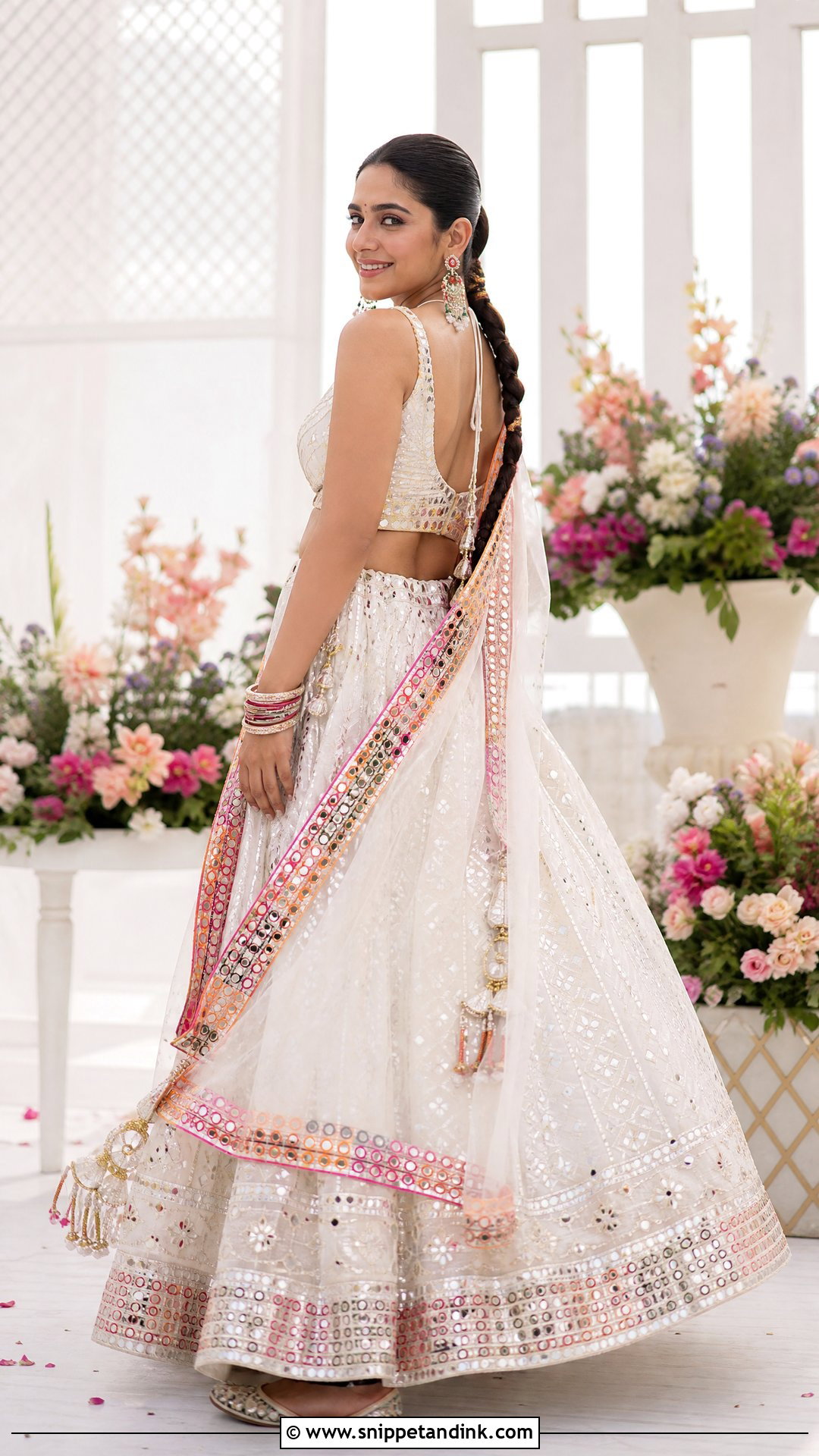 Ivory Mirror Work Jaago Lehenga - Snippet and Ink - 25 Jaago Outfit Ideas