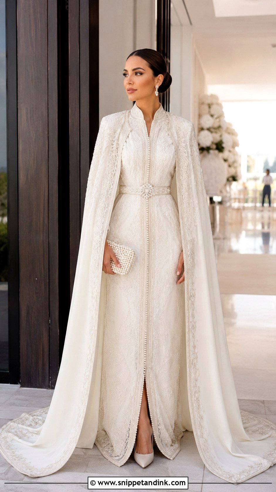 Ivory Moroccan Wedding Dress With Cape - Snippet and Ink - 20 Morocco Wedding Dress Ideas