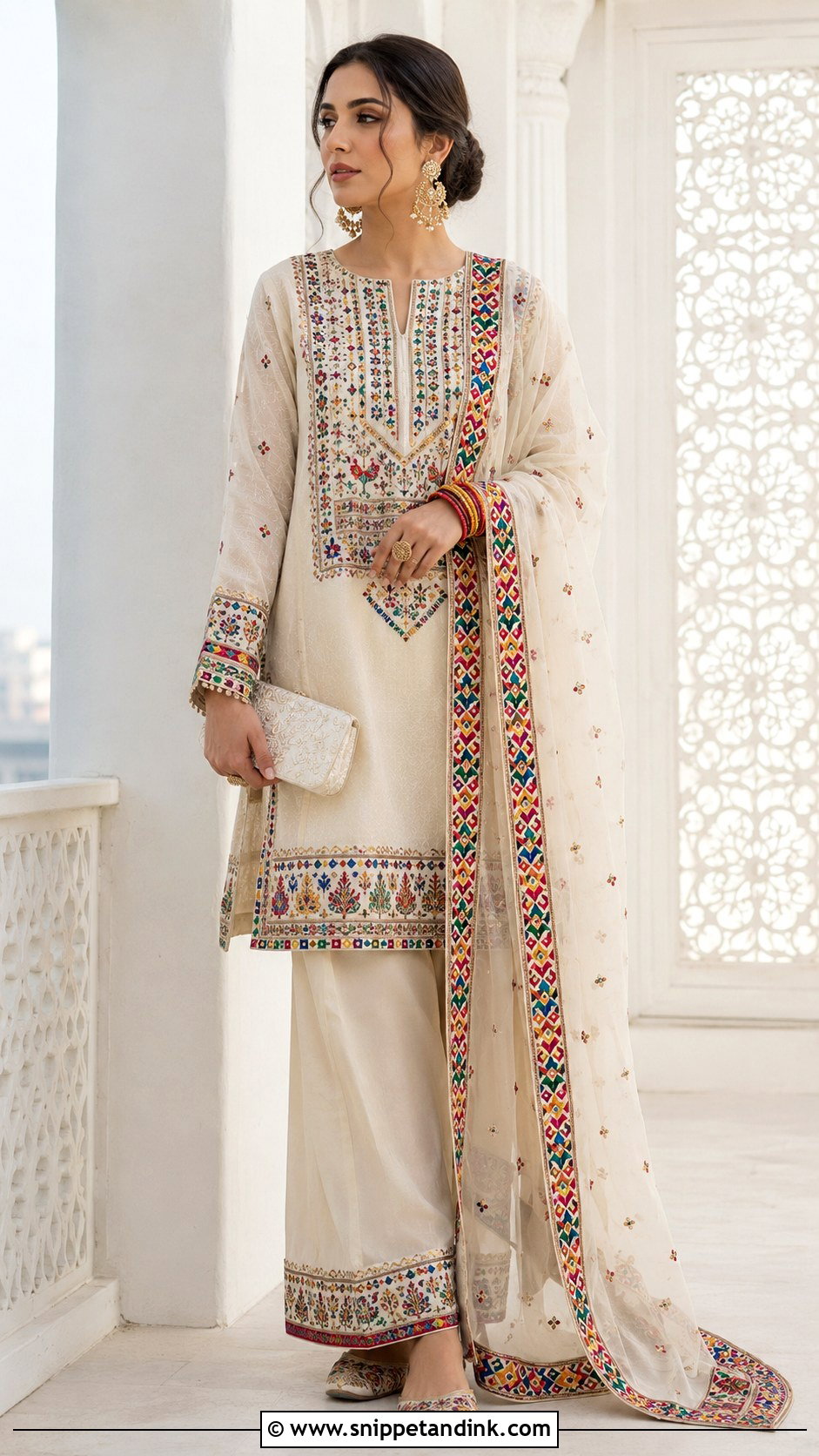 Ivory Multicolor Balochi Wedding Dress - Snippet and Ink - 20 Balochi Wedding Dresses
