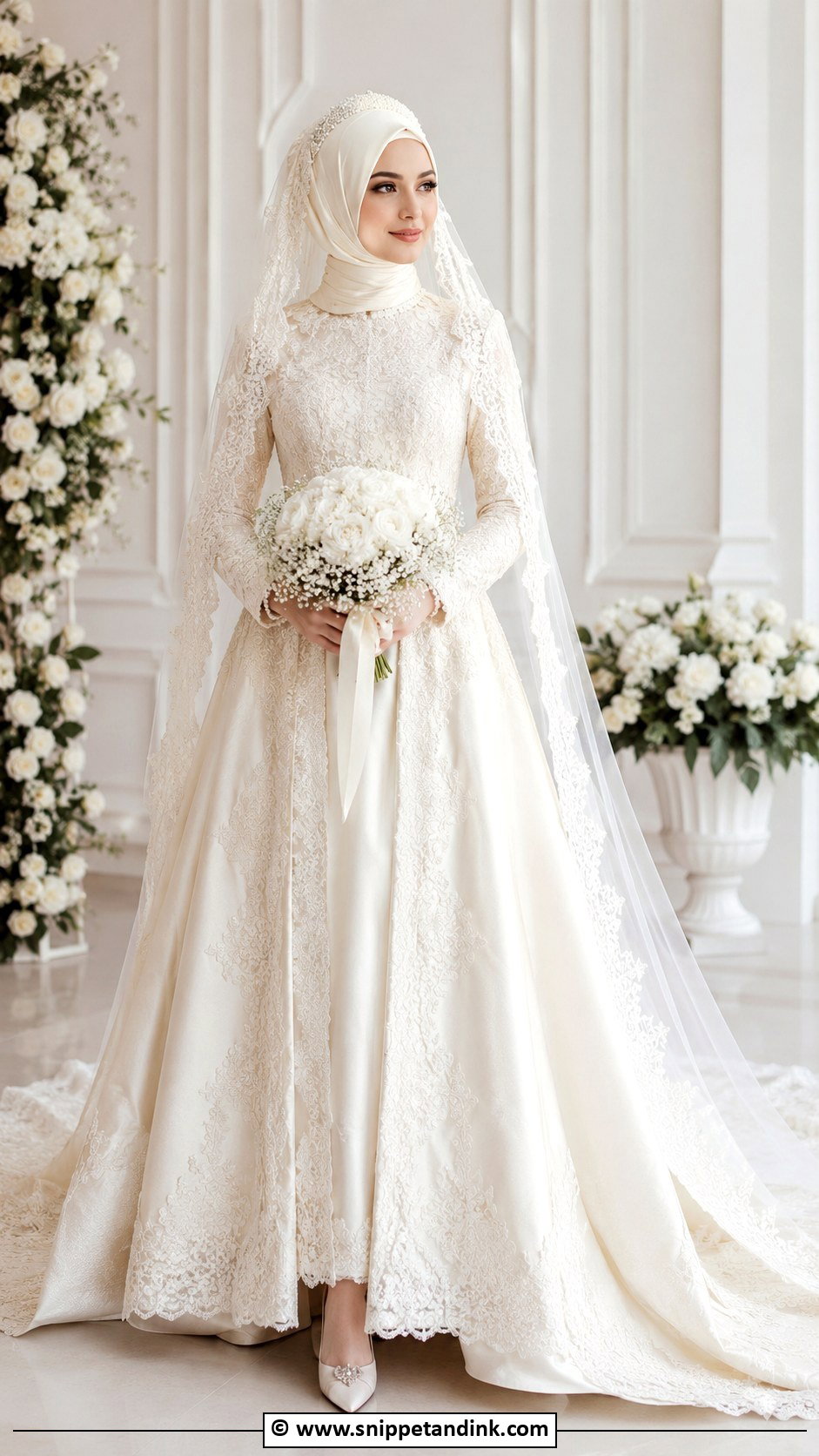 Ivory Muslimah Wedding Dress - Snippet and Ink - 30 Muslimah Wedding Dress Ideas
