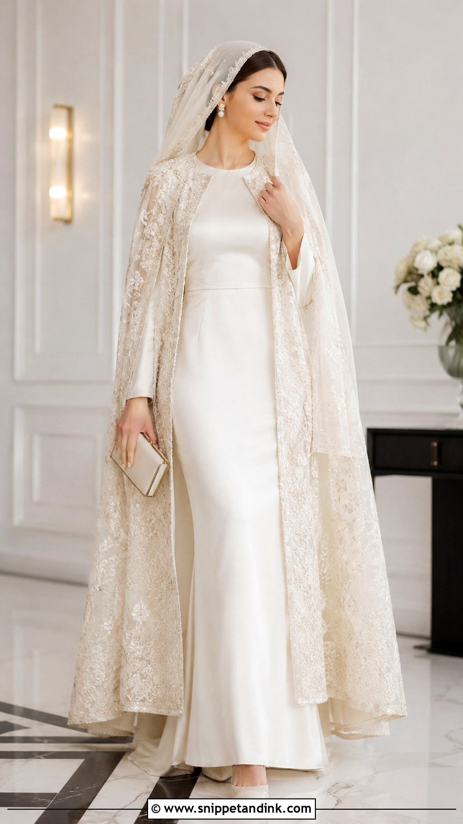 Ivory Nikah Cape Gown Outfit - Snippet and Ink - 25 Nikha Outfits for Bride