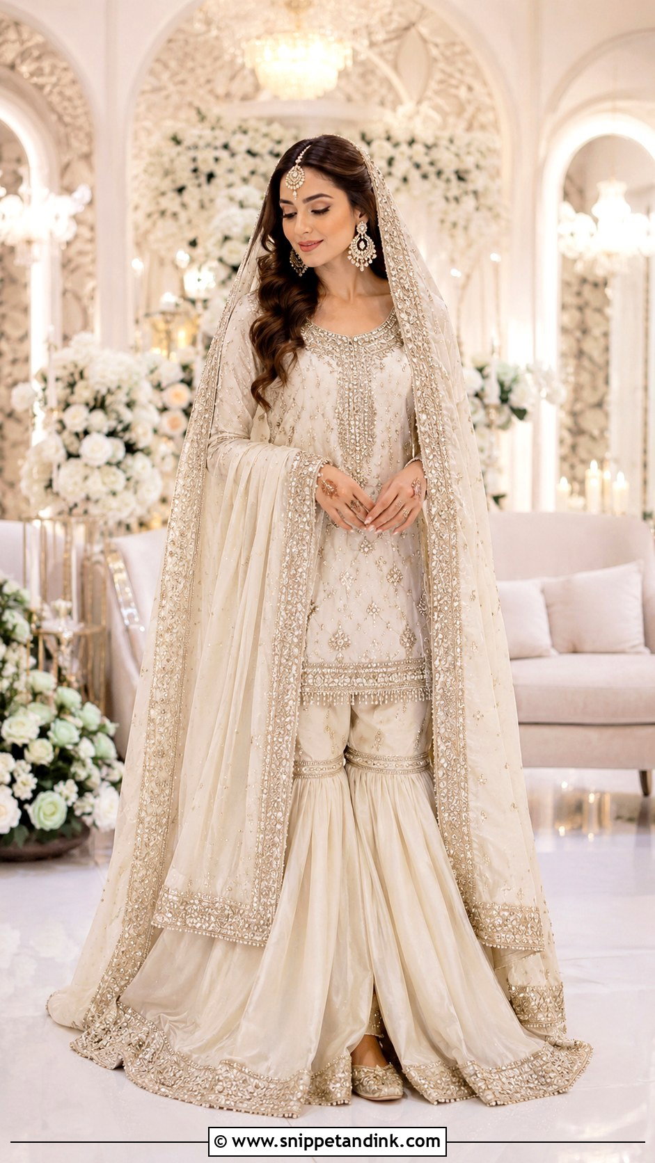 Ivory Nikah Farshi Gharara Outfit - Snippet and Ink - 25 Nikha Outfits for Bride