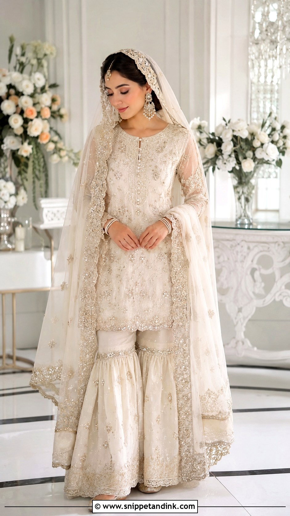 Ivory Nikah Gharara Outfit - Snippet and Ink - 25 Nikah Outfit Muslim Pakistani Bridal Ideas