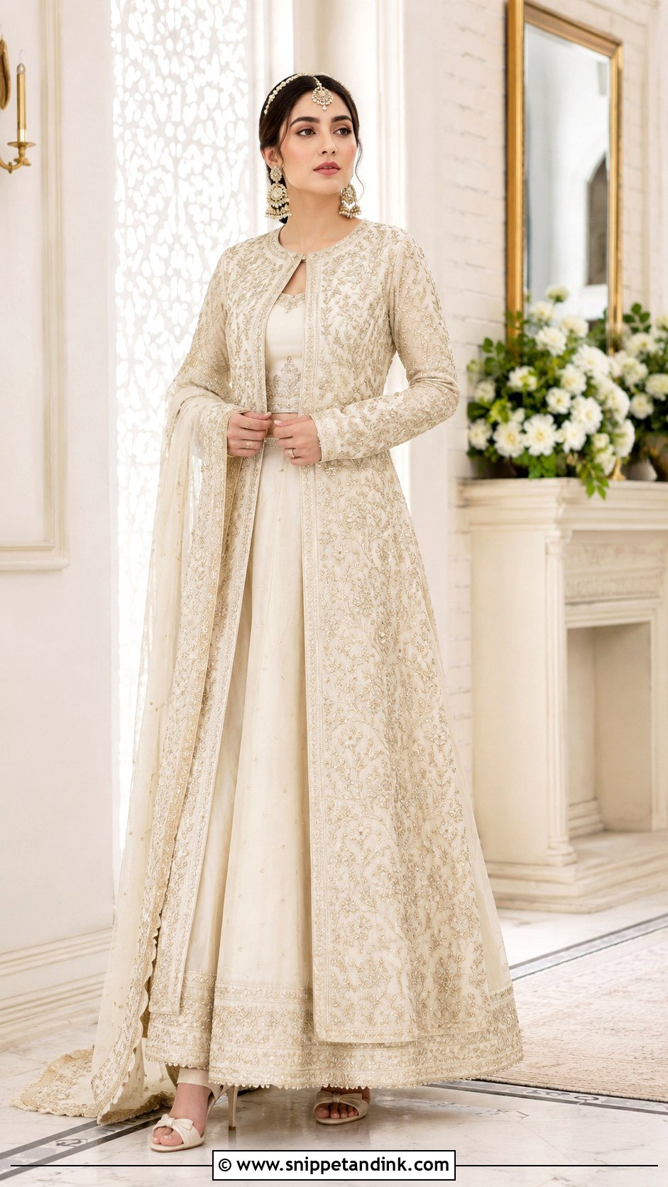 Ivory Nikah Jacket Lehenga Outfit - Snippet and Ink - 25 Pakistani Nikah Outfit Ideas
