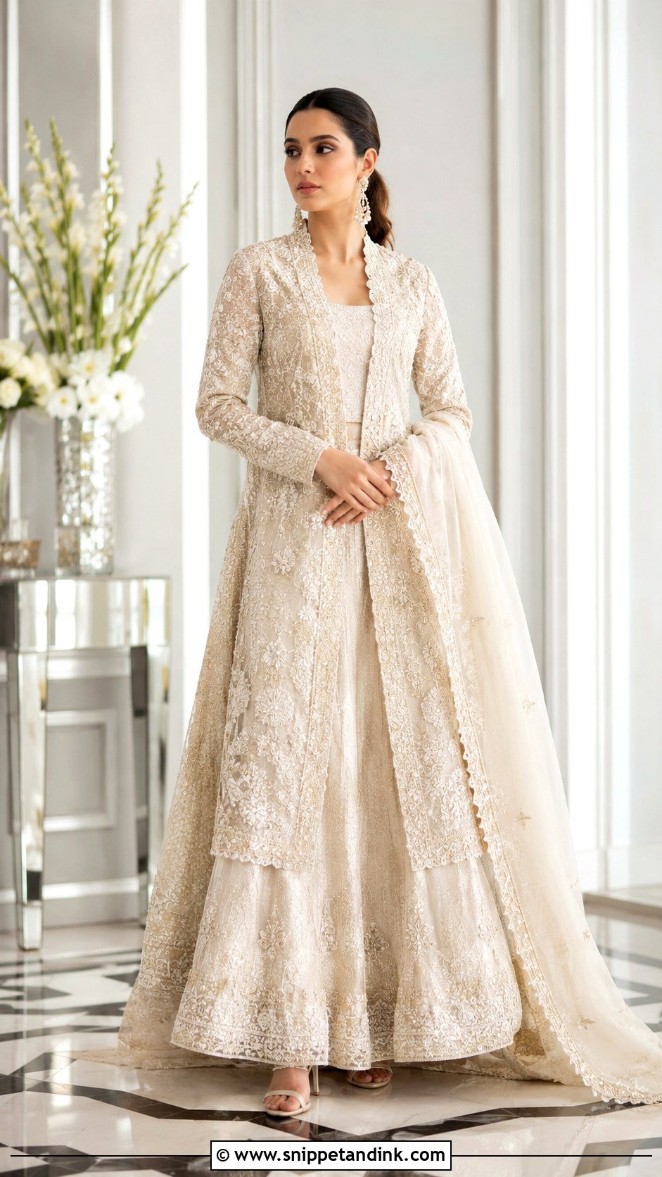 Ivory Nikah Jacket Lehenga Outfit - Snippet and Ink - 25 Nikha Outfits for Bride