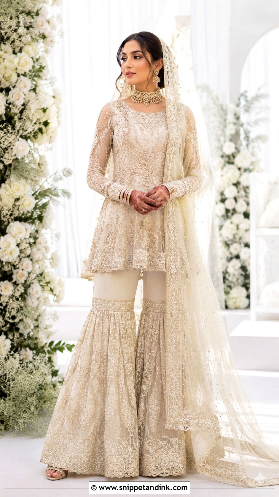 Ivory Nikah Peplum With Sharara - Snippet and Ink - 25 Pakistani Nikah Bridal Wear Ideas