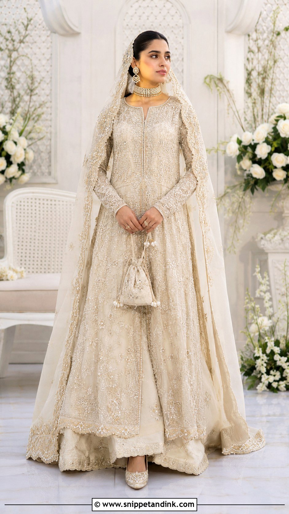 Ivory Nikah Pishwas Haris Shakeel Bridal Dress - Snippet and Ink - 20 Haris Shakeel Bridal Dresses