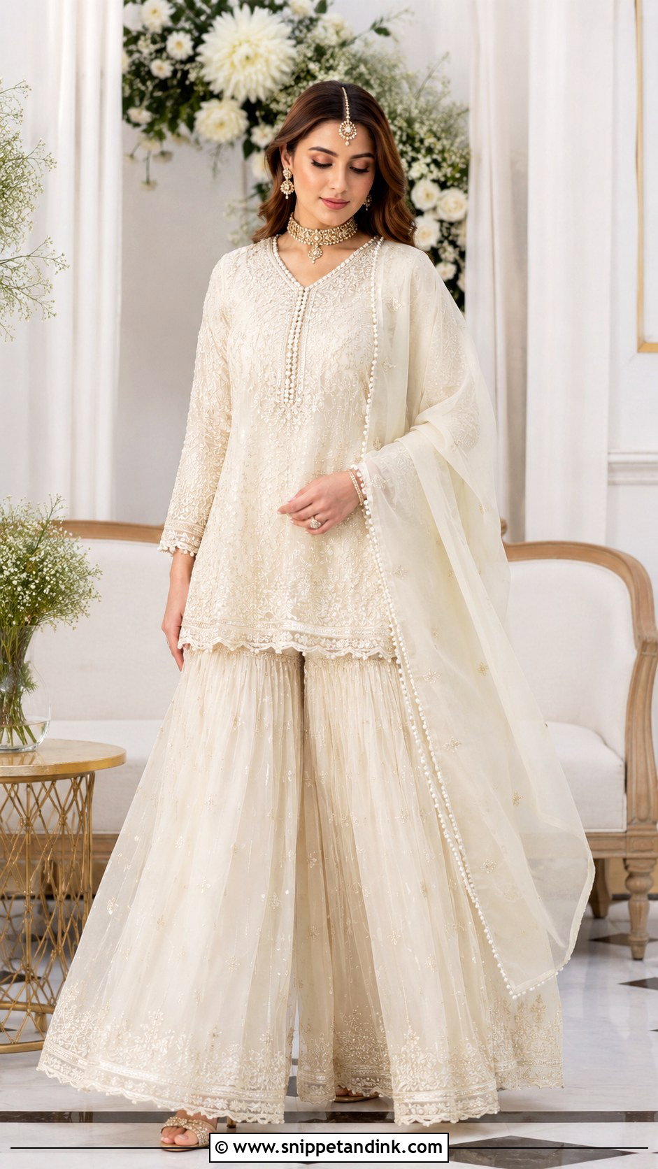 Ivory Nikah Sharara Outfit - Snippet and Ink - 25 Pakistani Nikah Outfit Ideas