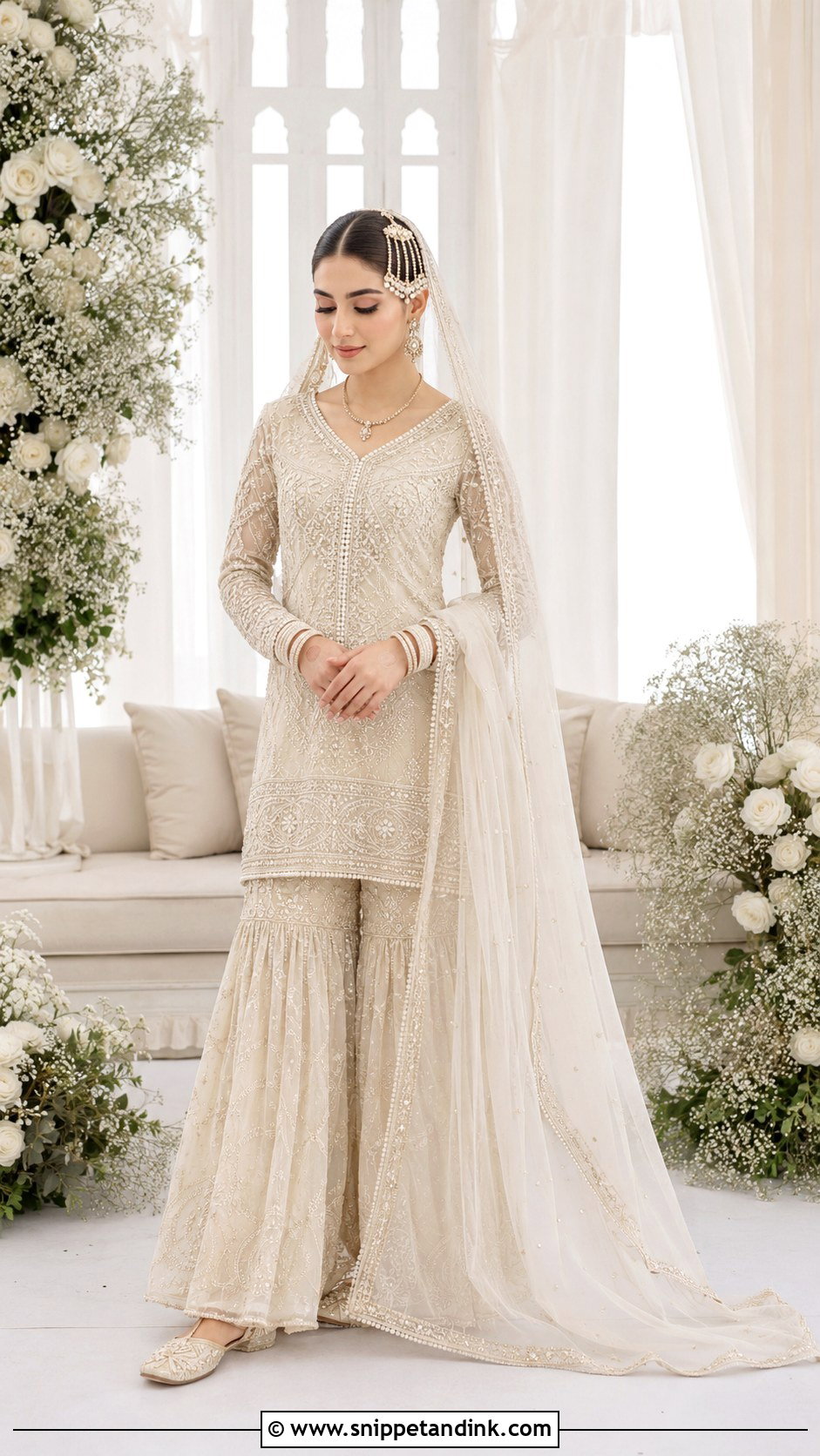 Ivory Nikah Sharara - Snippet and Ink - 20 Desi Bridal Dresses