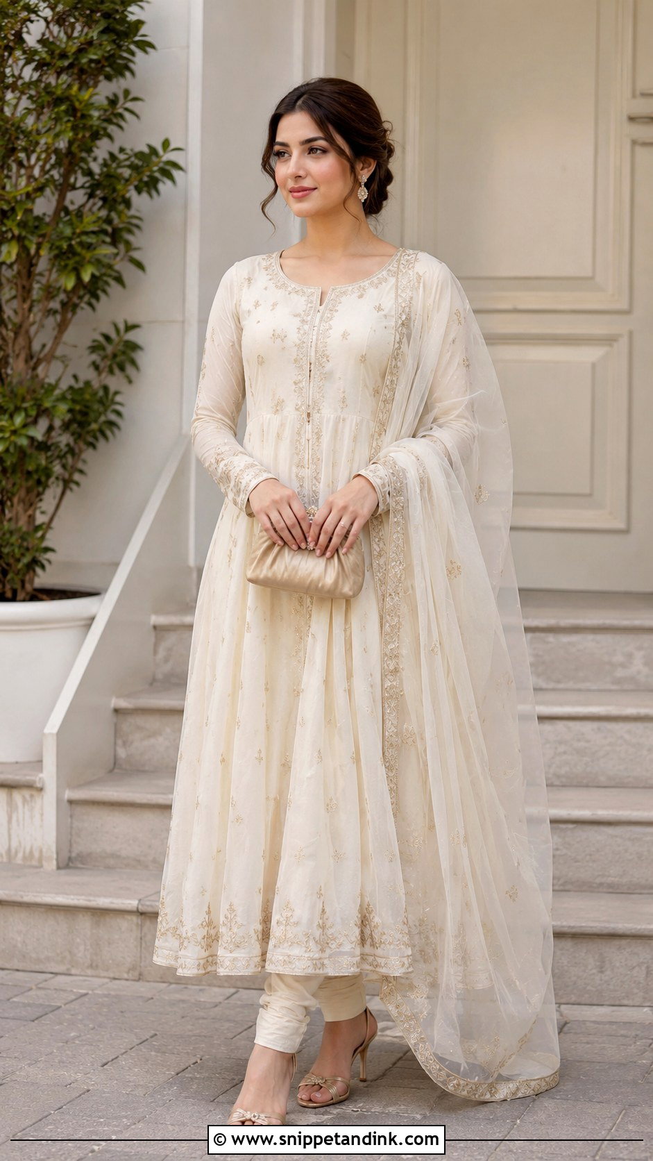 Ivory Nikkah Anarkali Outfit - Snippet and Ink - 25 Simple Nikkah Outfit Ideas
