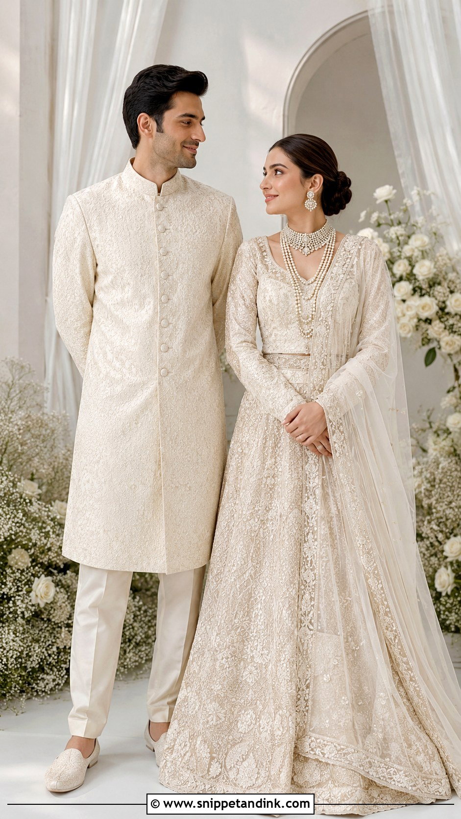 Ivory Nikkah Couple Outfit - Snippet and Ink - 25 Nikkah Couple Outfit Ideas