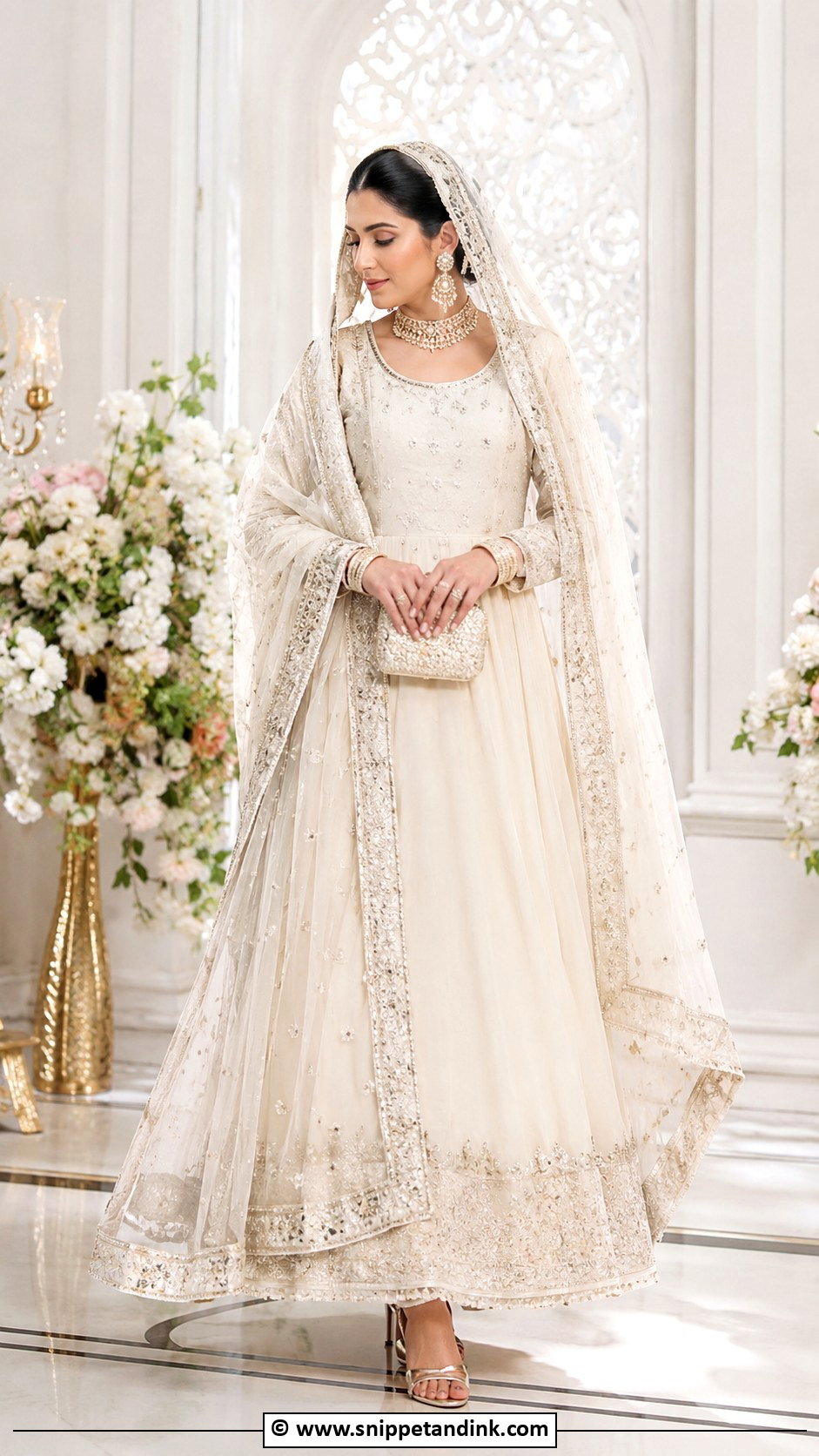 Ivory Nikkah Dupatta Lehenga Outfit - Snippet and Ink - 35 Nikkah Dress Ideas