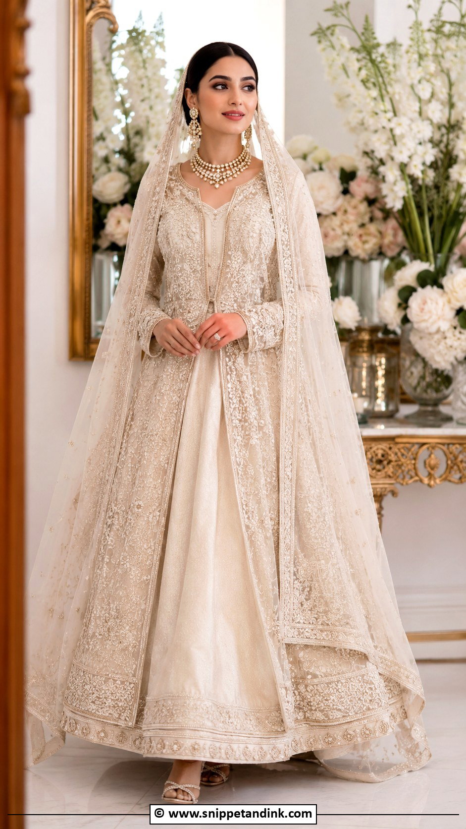 Ivory Nikkah Jacket Lehenga Outfit - Snippet and Ink - 35 Nikkah Dress Ideas