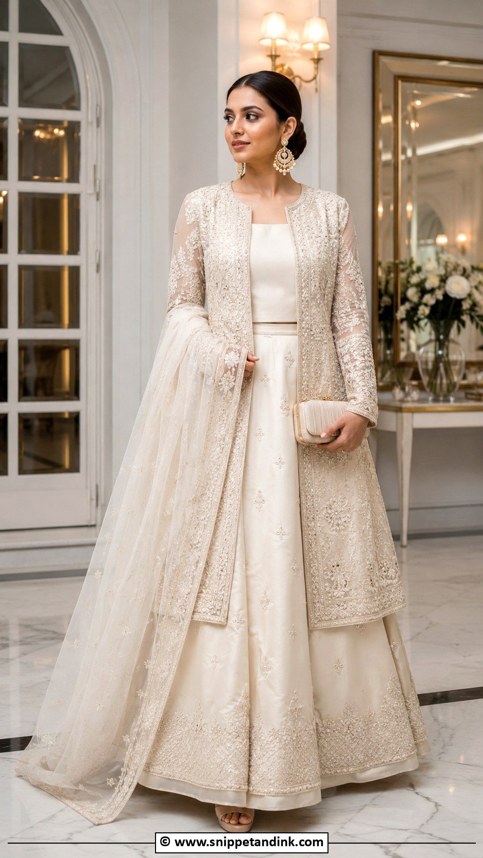 Ivory Nikkah Jacket Lehenga - Snippet and Ink - 30 Nikkah Look Ideas