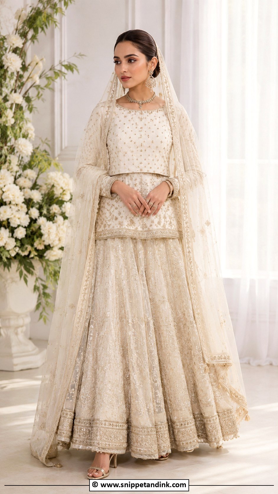 Ivory Nikkah Lehenga Outfit - Snippet and Ink - 35 Nikkah Dress Ideas