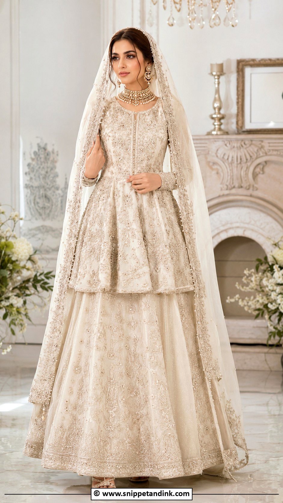 Ivory Nikkah Peplum Lehenga Outfit - Snippet and Ink - 35 Nikkah Dress Ideas