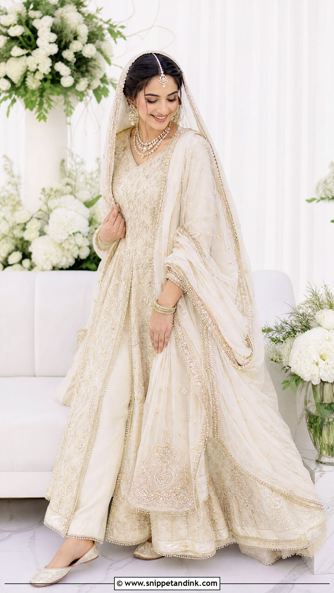 Ivory Nikkah Pishwas Bridal Dress - Snippet and Ink - 20 Pakistani Bride Dresses