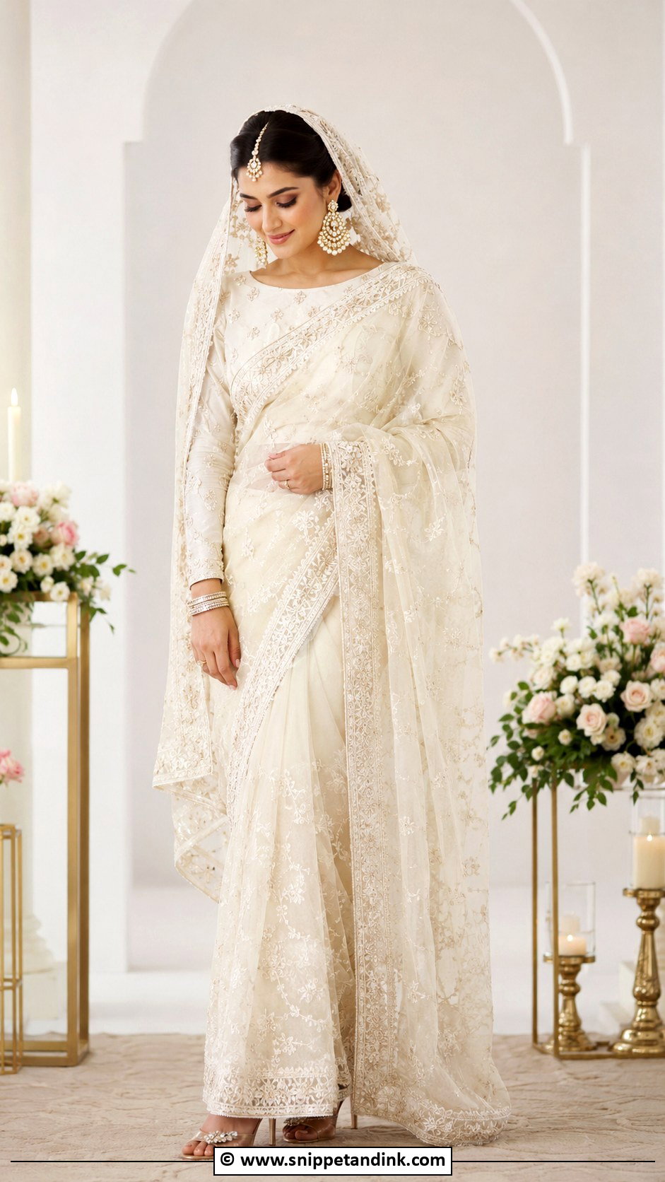 Ivory Nikkah Saree Outfit - Snippet and Ink - 35 Nikkah Dress Ideas