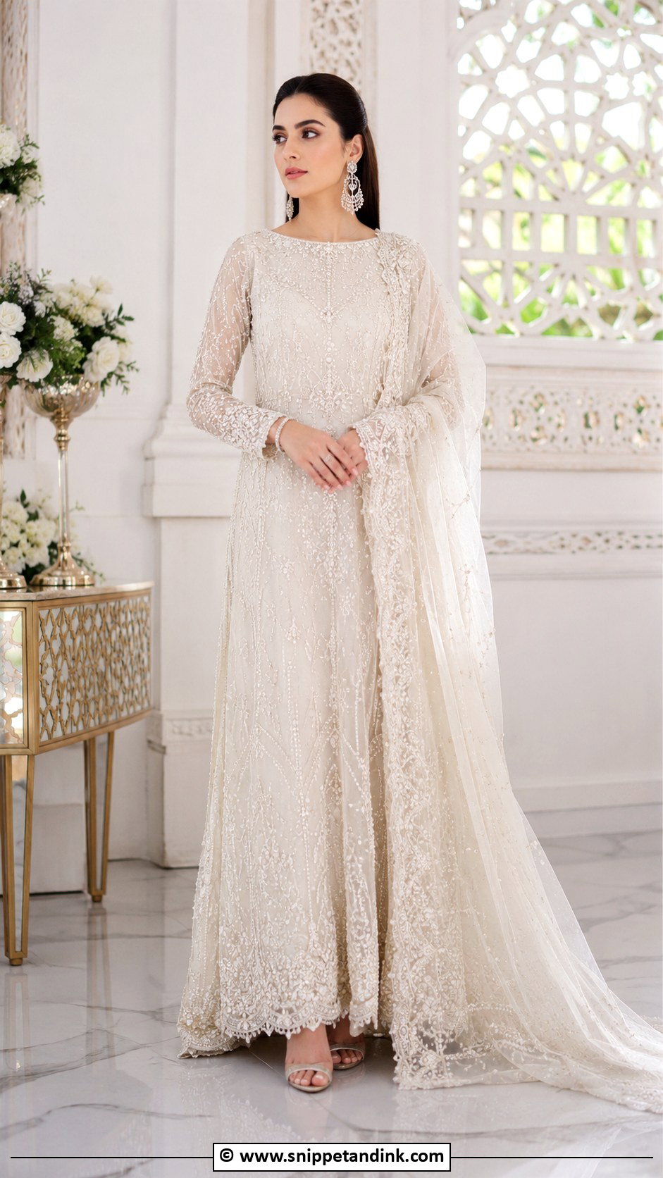 Ivory Nikkah Trail Gown Outfit - Snippet and Ink - 35 Nikkah Dress Ideas