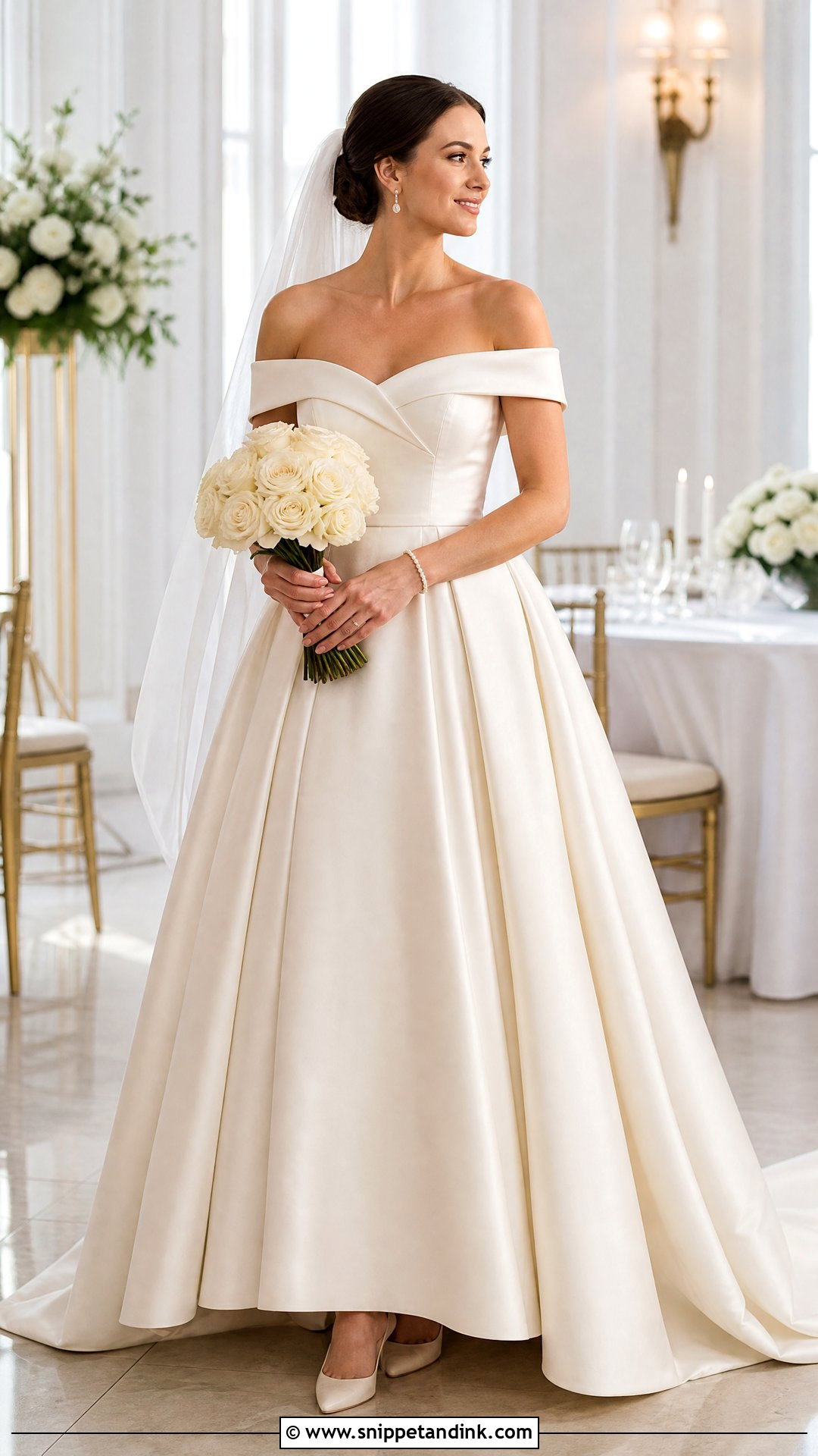 Ivory Off Shoulder Wedding Dress - Snippet and Ink - 20 Vintage Ivory Wedding Dress Ideas
