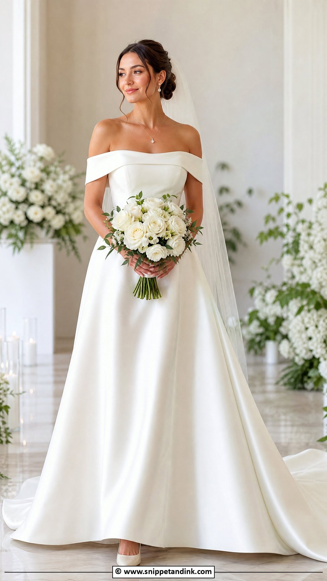 Ivory Off Shoulder Wedding Dress - Snippet and Ink - 35 Ivory Wedding Dress Ideas