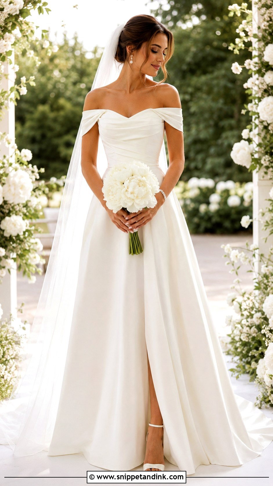Ivory Off The Shoulder Wedding Dress - Snippet and Ink - 20 Ivory Wedding Dresses