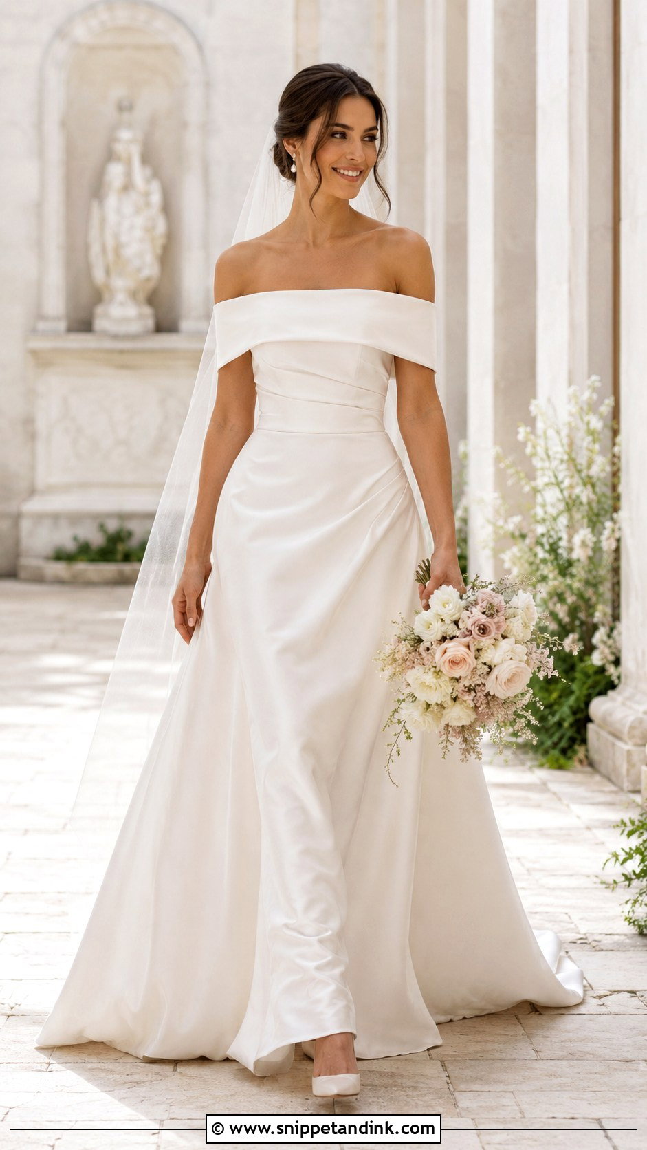 Ivory Off the Shoulder Wedding Dress - Snippet and Ink - 20 Off White Champagne Ivory Wedding Dress Ideas