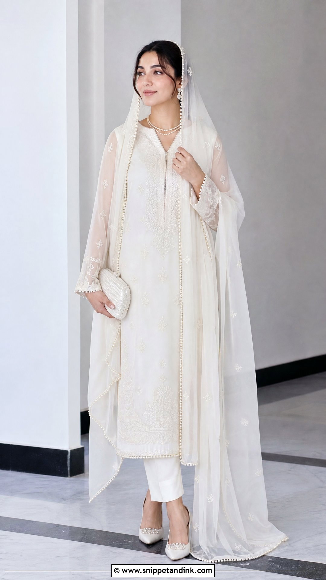 Ivory Organza Shirt Nikah Dress - Snippet and Ink - 20 Pakistani Nikah Dress Ideas