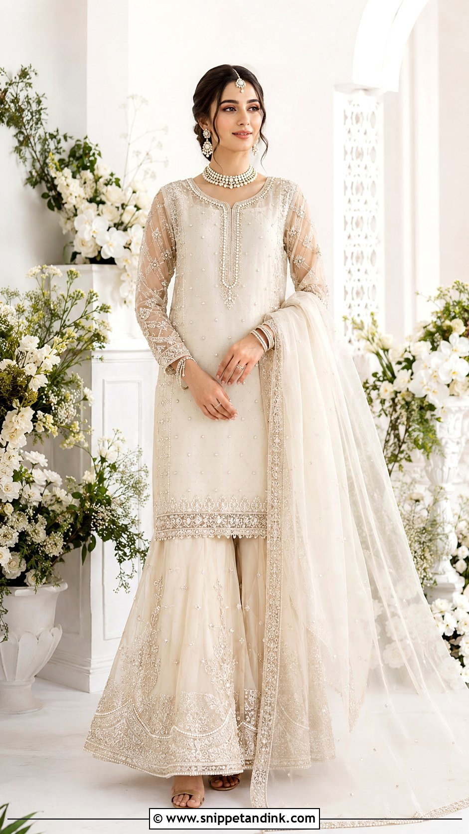 Ivory Pakistani Bridal Garara Dress - Snippet and Ink - 25 Garara Dress Pakistani Bridal Ideas