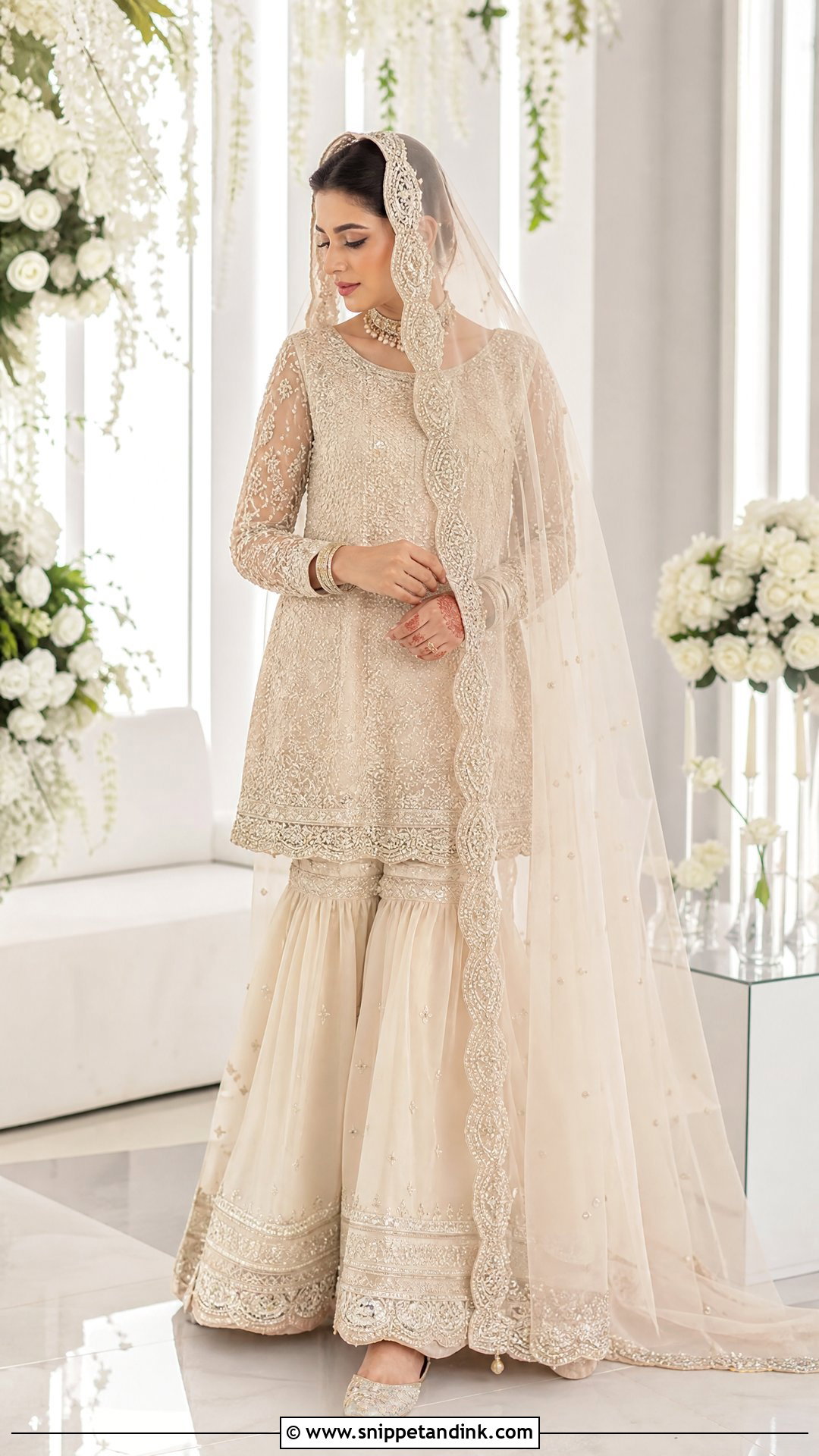 Ivory Pakistani Bridal Gharara - Snippet and Ink - 20 Pakistani Wedding Bridal Outfits