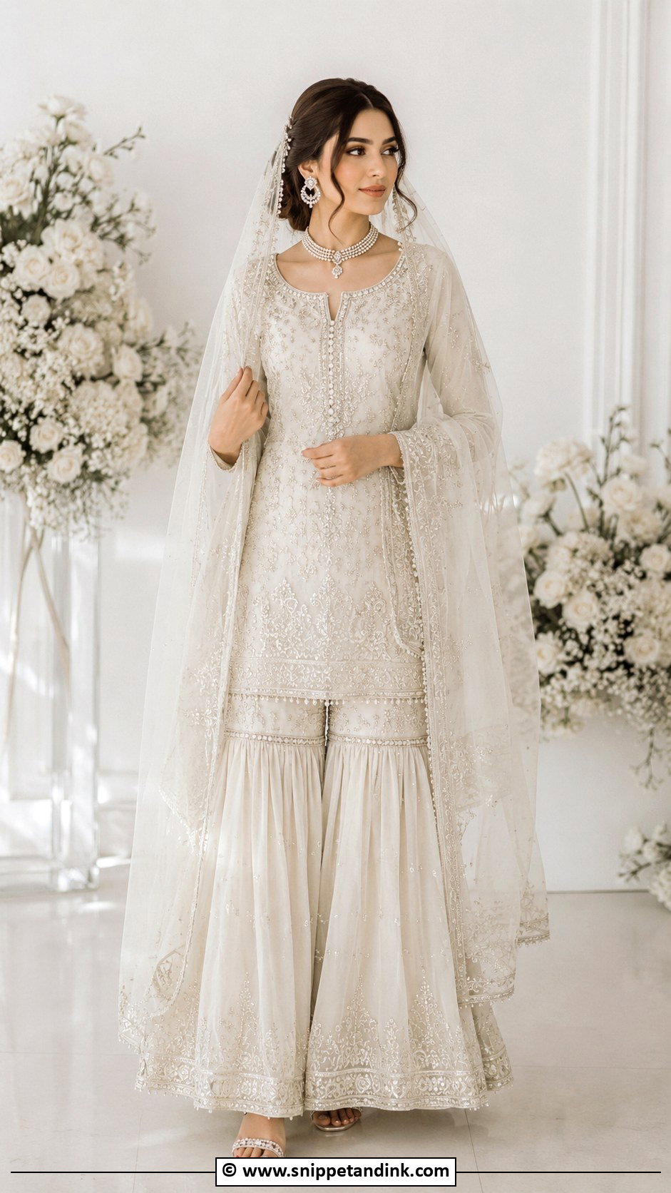 Ivory Pakistani Bridal Gharara - Snippet and Ink - 30 Pakistani Bridal Dresses