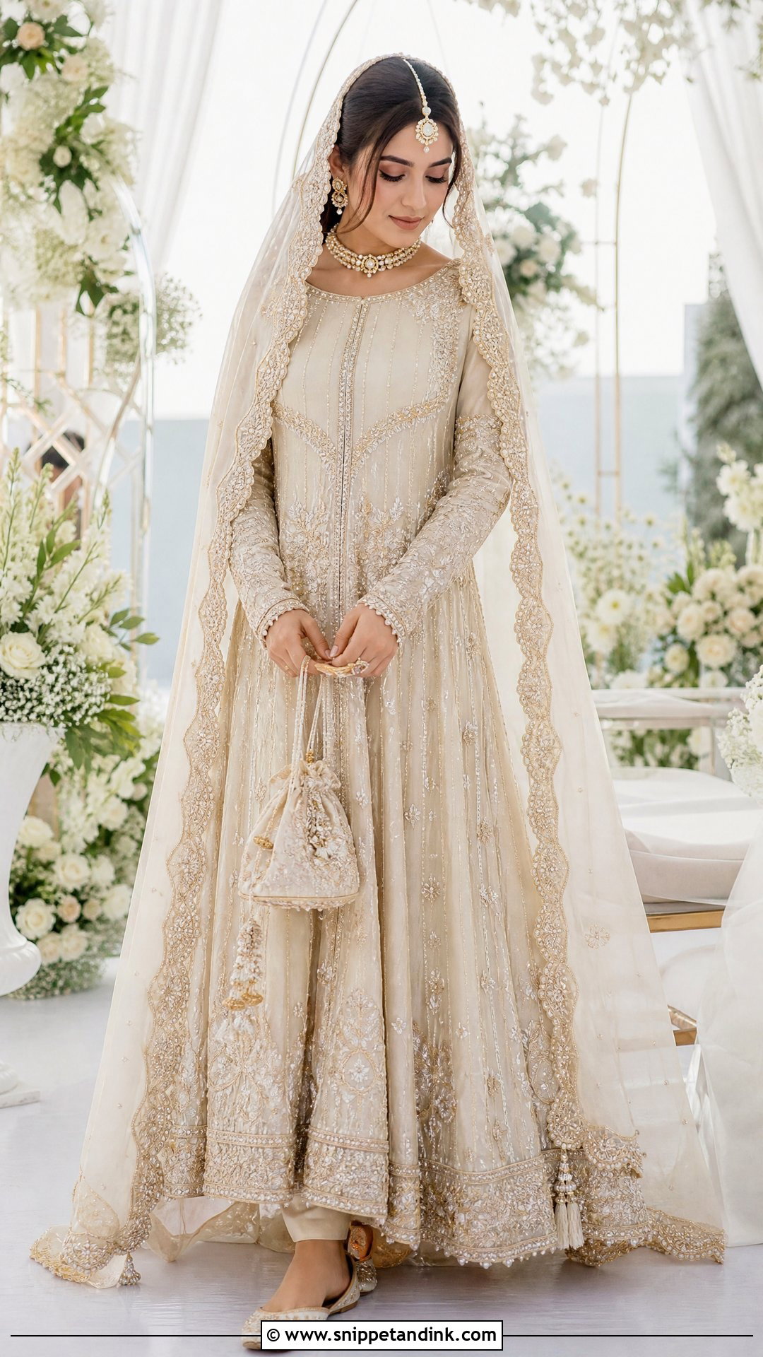Ivory Pakistani Bridal Pishwas - Snippet and Ink - 20 Pakistani Dulhan Wedding Bride Dress Ideas