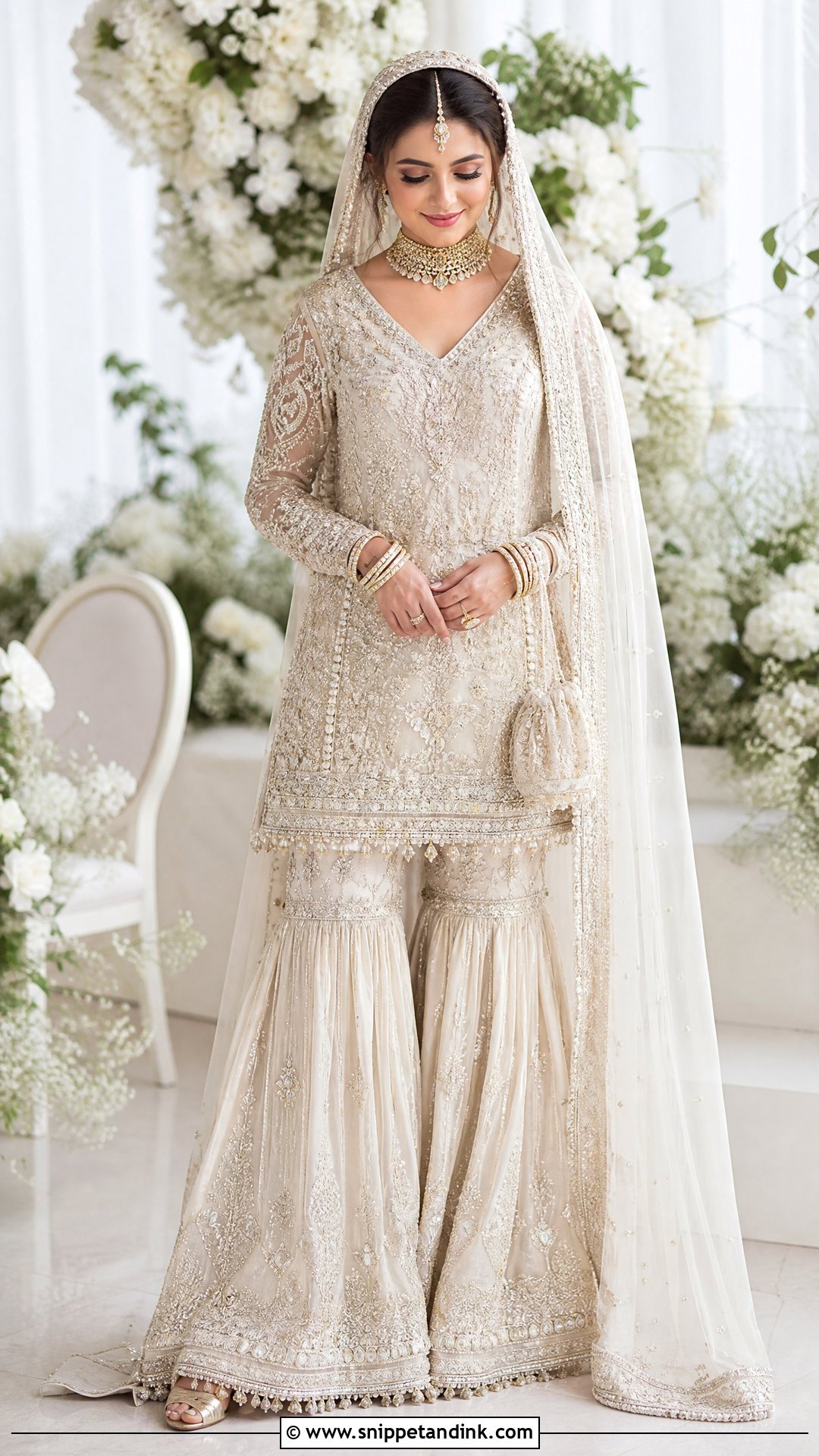 Ivory Pakistani Bridal Sharara Suit - Snippet and Ink - 20 Pakistani Bridal Suits