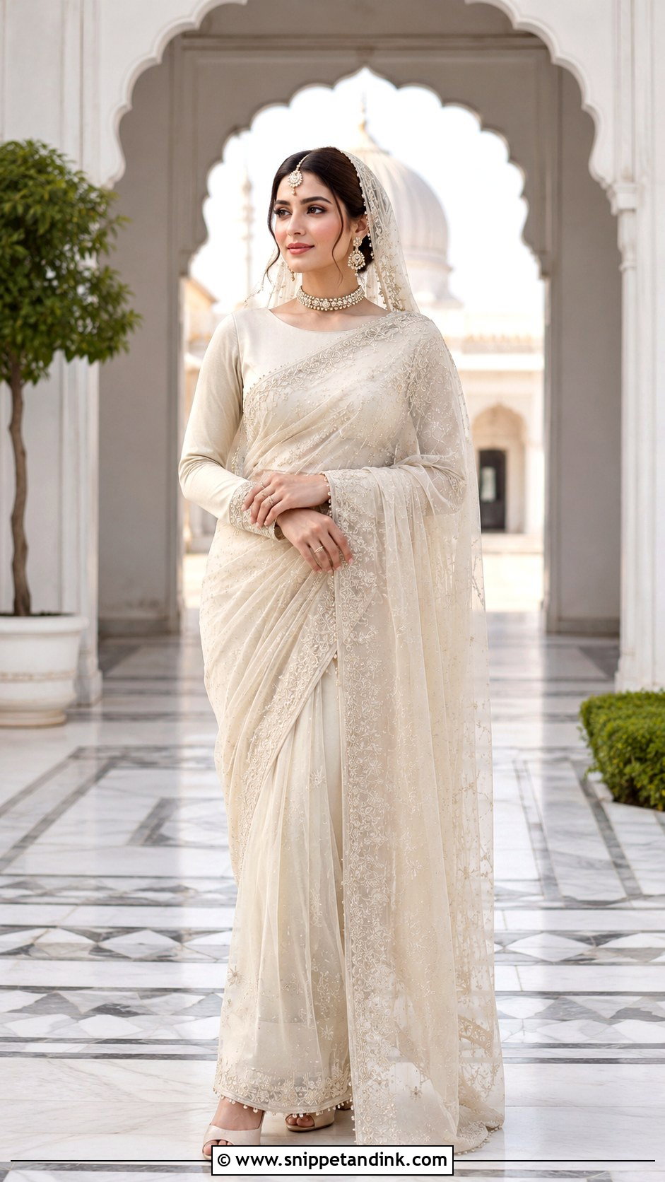 Ivory Pakistani Nikah Saree - Snippet and Ink - 20 Nikha Dresses Pakistani Bridal