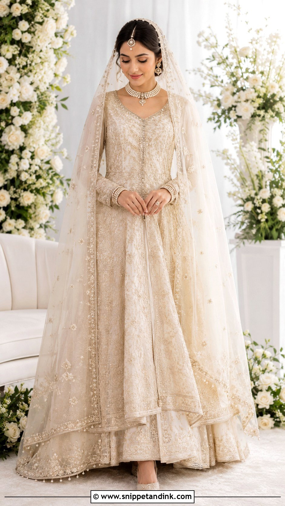 Ivory Pakistani Nikkah Dress - Snippet and Ink - 30 Pakistani Bridal Look Ideas