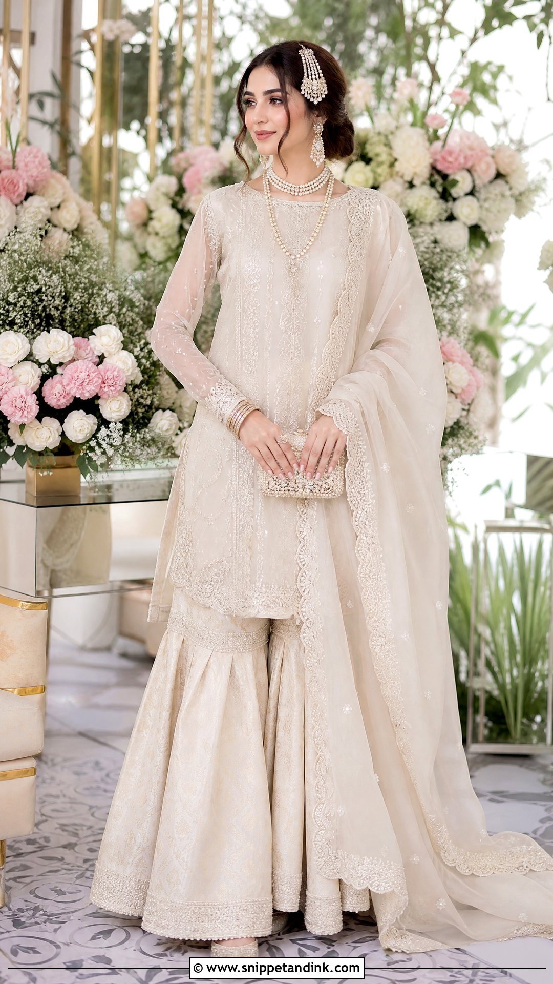 Ivory Pakistani Nikkah Gharara Dress - Snippet and Ink - 25 Pakistani Fancy Dresses for Wedding