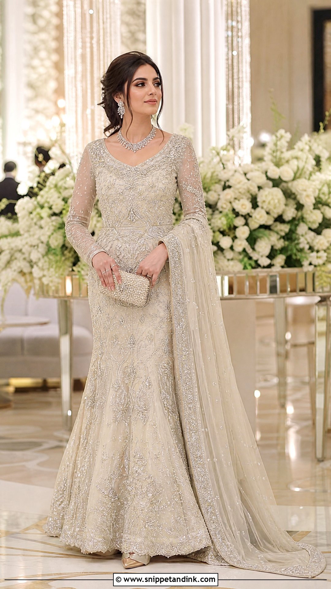 Ivory Pakistani Walima Bridal Gown - Snippet and Ink - 20 Pakistani Walima Bridal Dresses