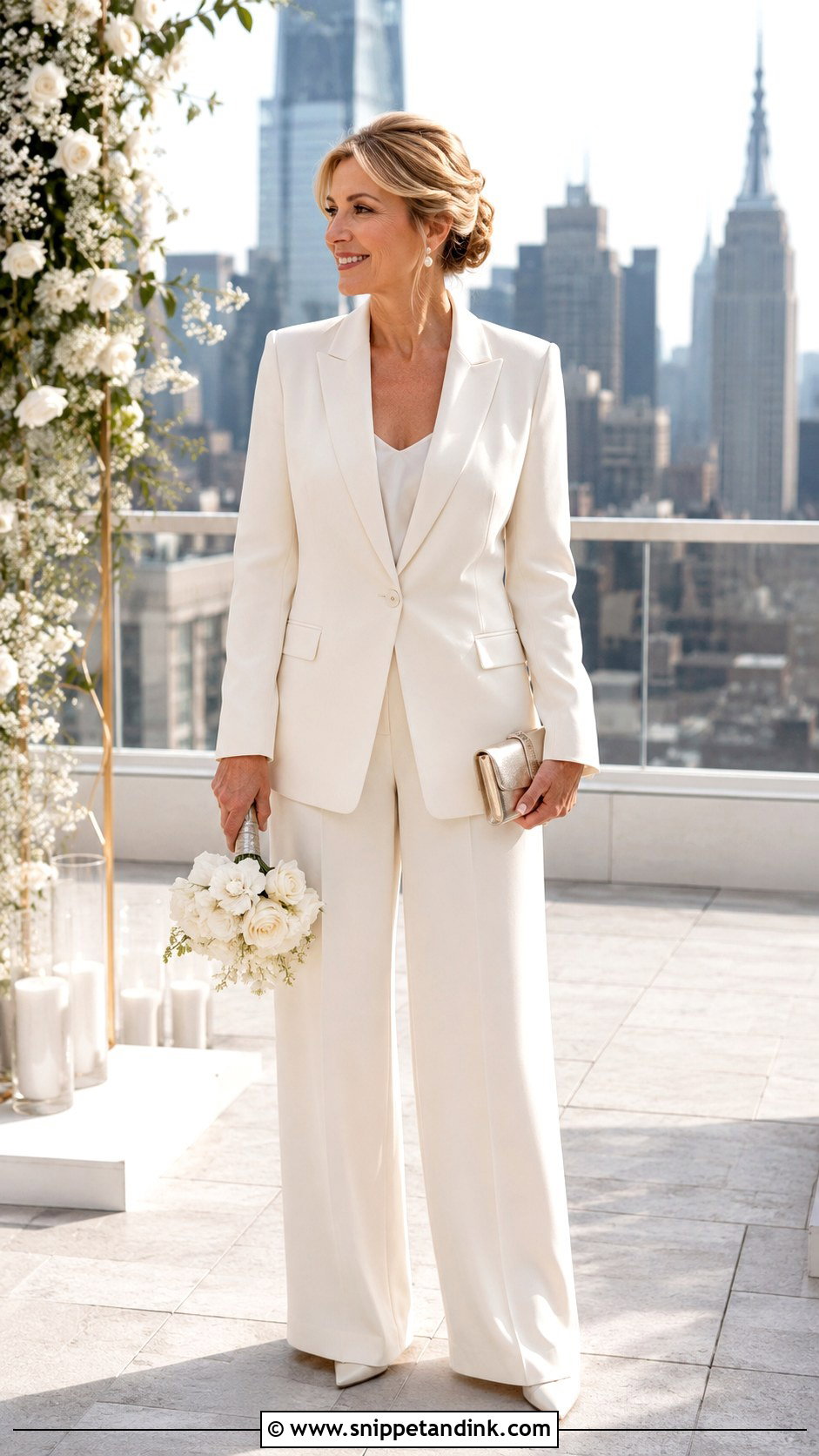 Ivory Pantsuit Wedding Outfit With Pumps - Snippet and Ink - 20 Casual Wedding Dress for Second Marriage Older Bride Ideas