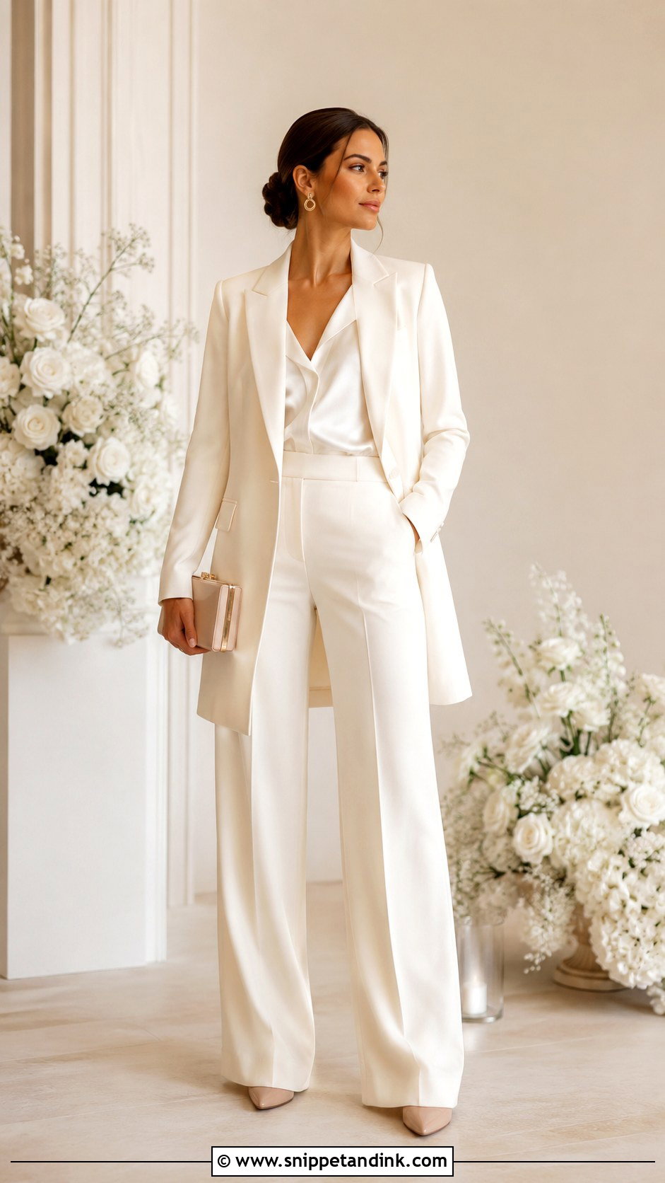 Ivory Pantsuit - Snippet and Ink - 25 Lesbian Wedding Suit Ideas