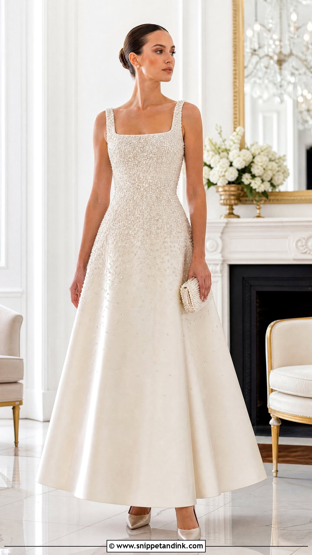 Ivory Pearl And Rhinestone Gown - Snippet and Ink - 20 Rhinestone Gown Ideas