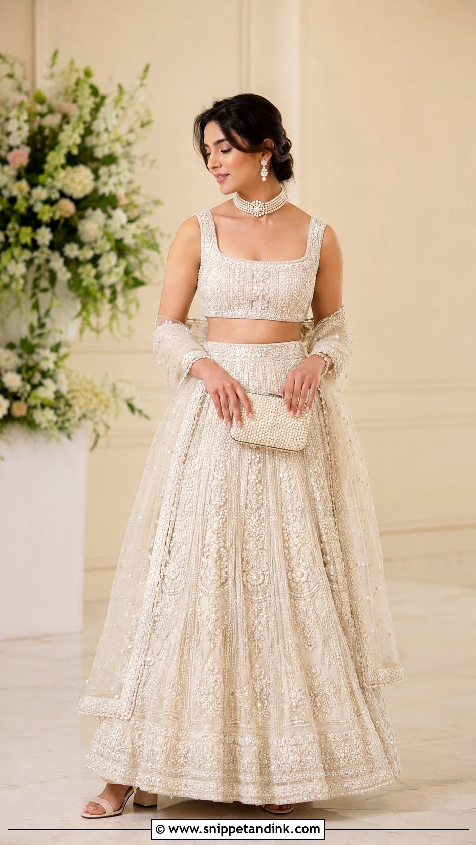 Ivory Pearl Bridal Lehenga - Snippet and Ink - 20 Designer Indian Wedding Dresses