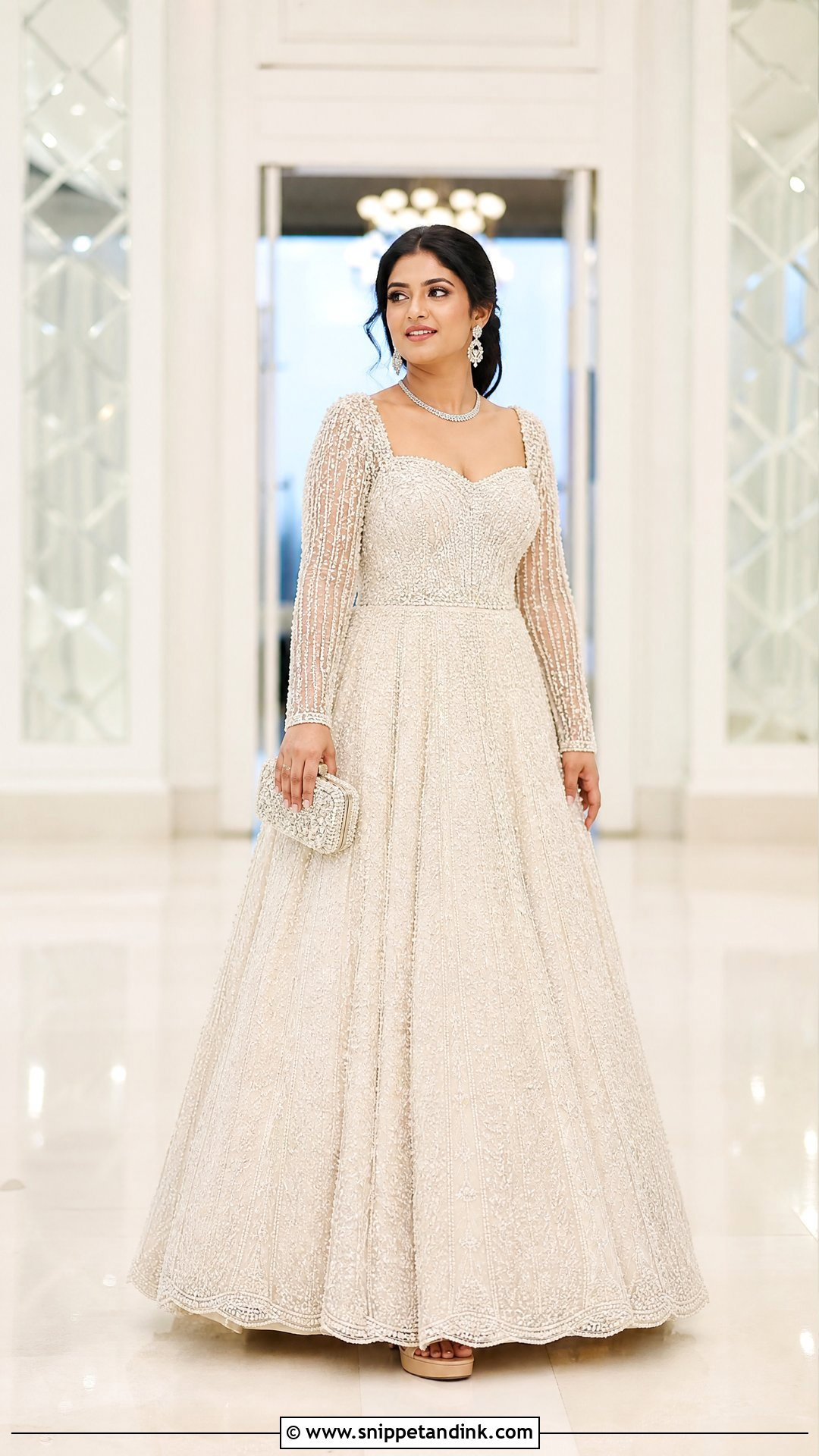 Ivory Pearl Indian Bridal Gown - Snippet and Ink - 20 Indian Bridal Gowns