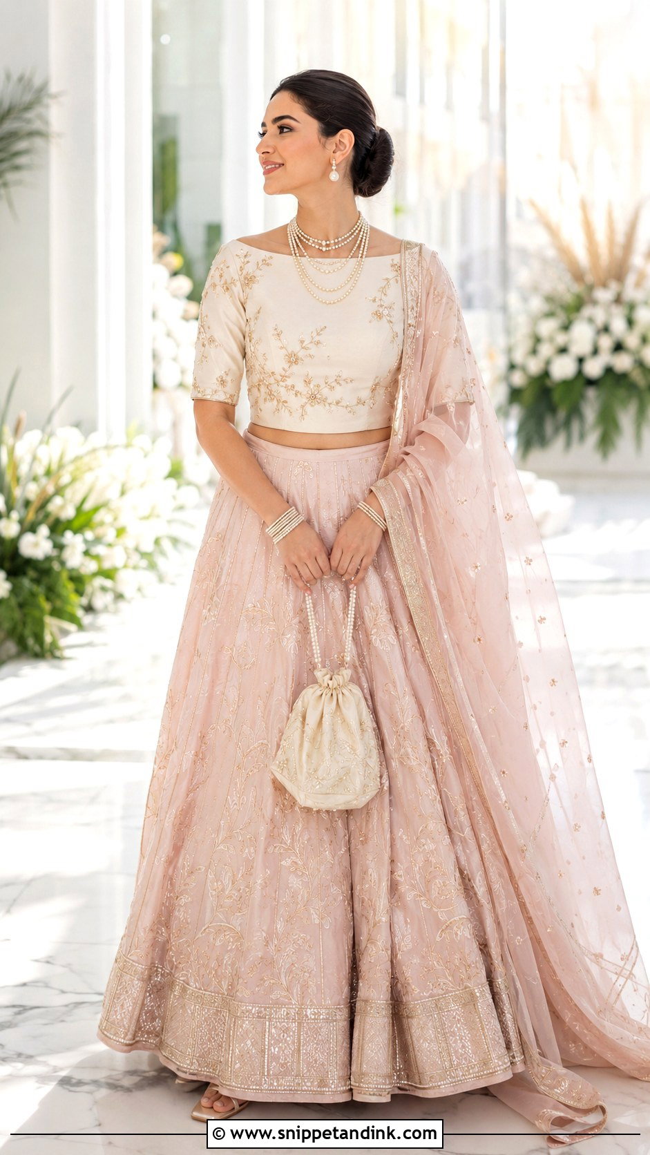 Ivory Pearl Maggam Work Bridal Blouse - Snippet and Ink - 20 Bride Maggam Work Blouses Ideas