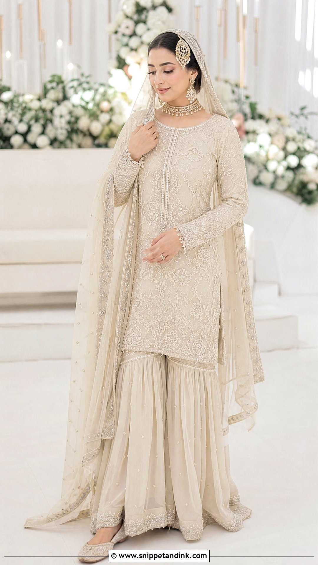 Ivory Pearl Nikah Sharara - Snippet and Ink - 20 Sharara for Bride Ideas