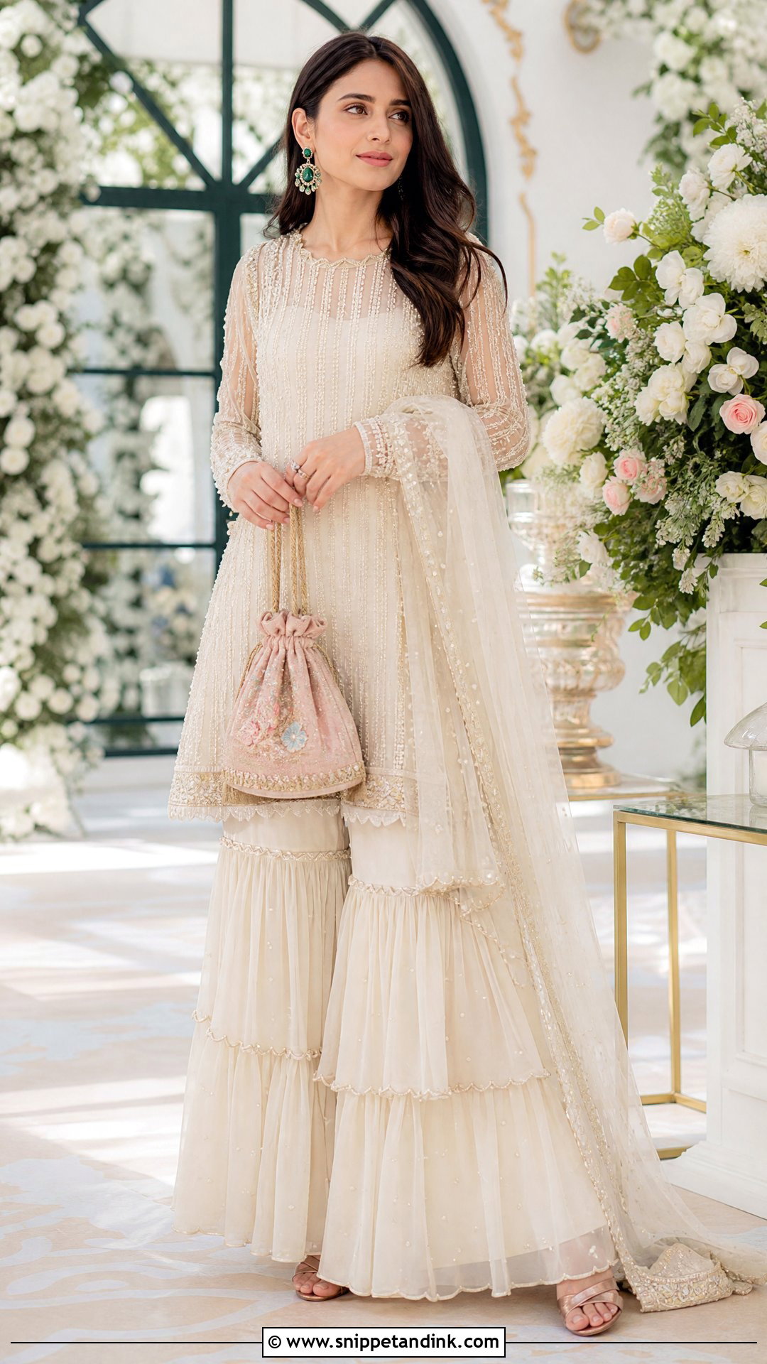 Ivory Pearl Sharara Set - Snippet and Ink - 20 Sharara Designs Party Wear Indian Weddings