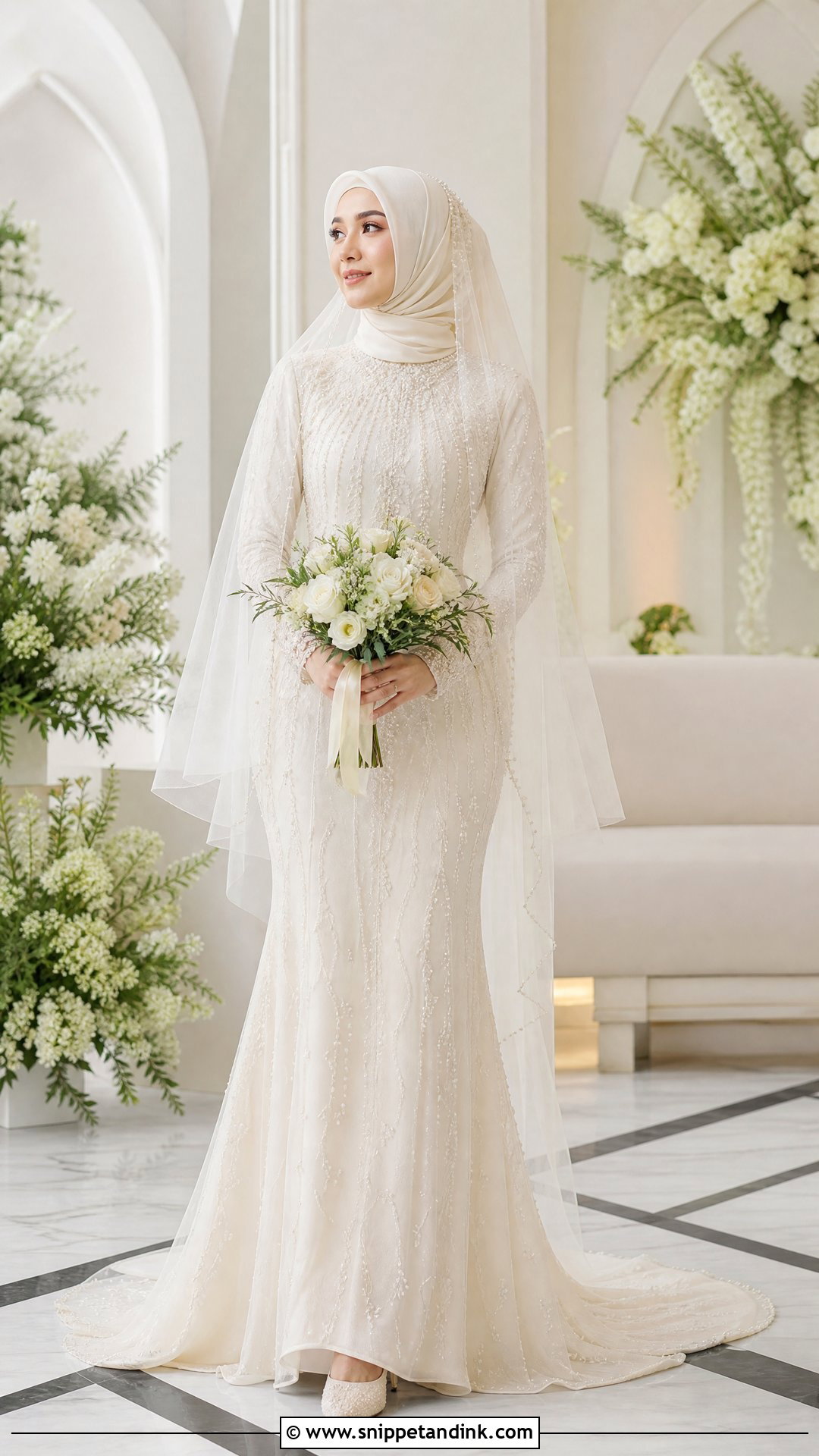 Ivory Pengantin Muslimah Dress - Snippet and Ink - 25 Pengantin Muslimah Ideas